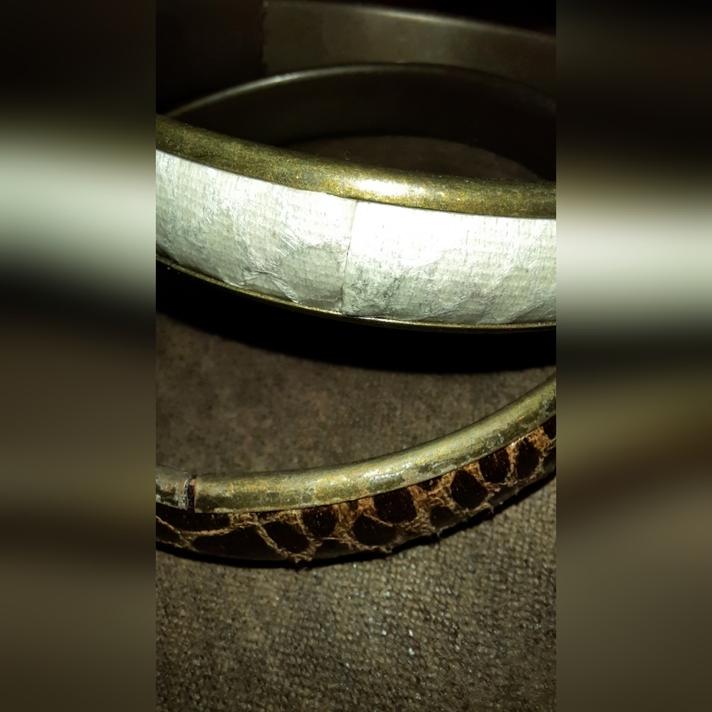 Pair Snakeskin Stackable Vintage Bangle Bracelets… - image 5